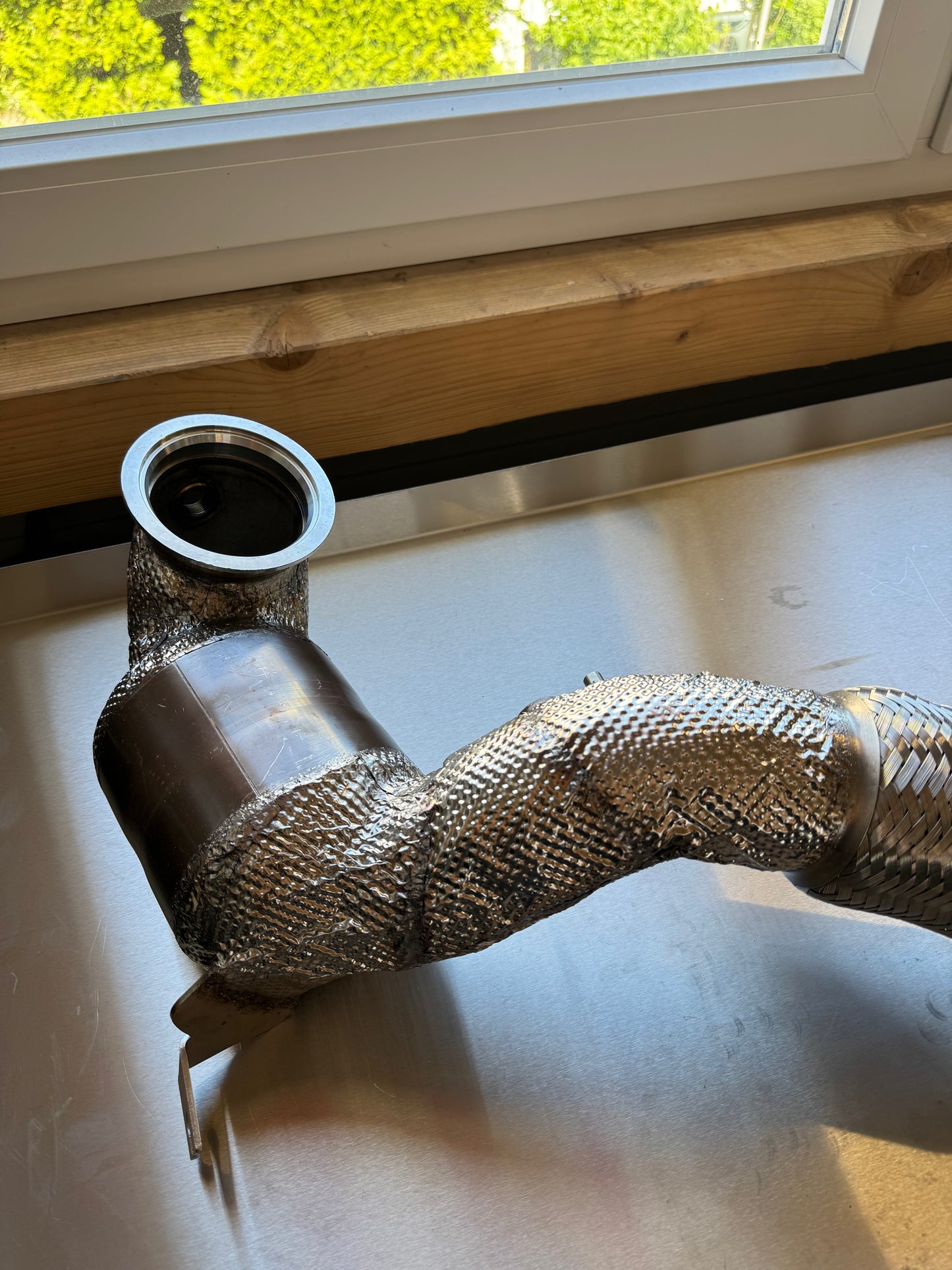 HJS Edelstahl Ø76mm Downpipe mit Kat und OPF Super-Sound-Version VW Golf 8 R OPF